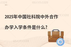 2025年中國(guó)社科院中外合作辦學(xué)入學(xué)條件是什么?